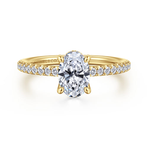 14K Yellow Gold Oval Diamond Engagement Ring