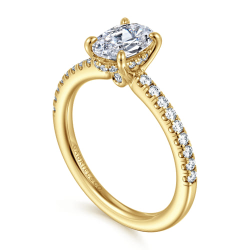 14K Yellow Gold Oval Diamond Engagement Ring