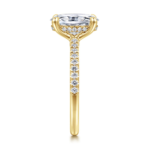 14K Yellow Gold Oval Diamond Engagement Ring