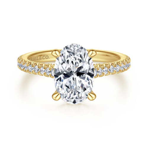 14K Yellow Gold Oval Diamond Engagement Ring