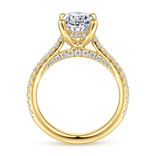 14K Yellow Gold Oval Diamond Engagement Ring