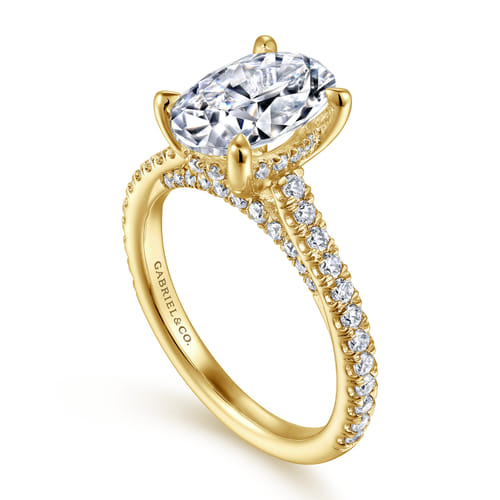 14K Yellow Gold Oval Diamond Engagement Ring