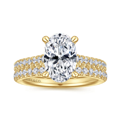 14K Yellow Gold Oval Diamond Engagement Ring