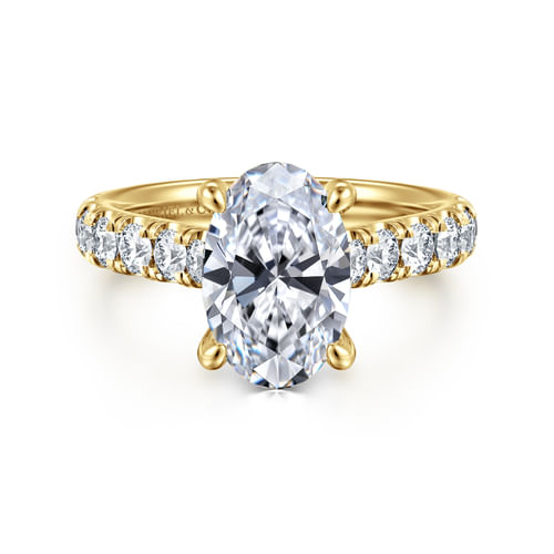 14K Yellow Gold Oval Diamond Engagement Ring