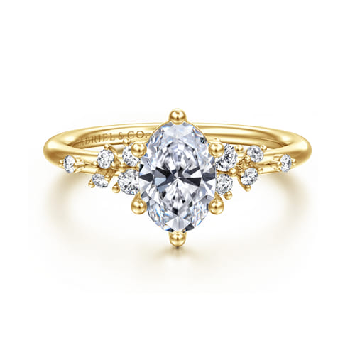 14K Yellow Gold Oval Diamond Engagement Ring