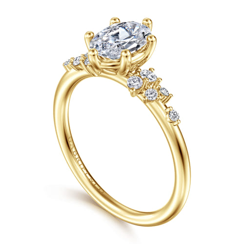 14K Yellow Gold Oval Diamond Engagement Ring