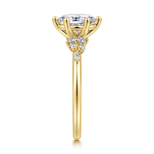 14K Yellow Gold Oval Diamond Engagement Ring