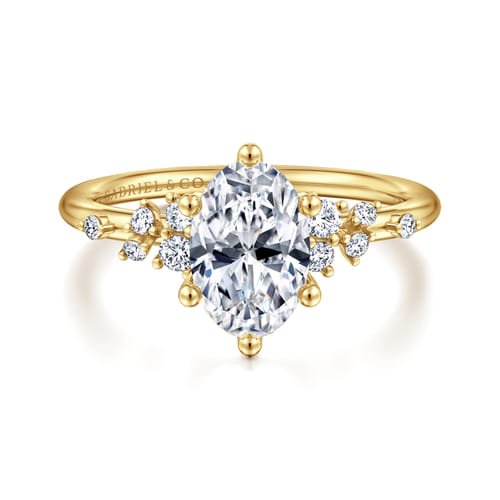14K Yellow Gold Oval Diamond Engagement Ring