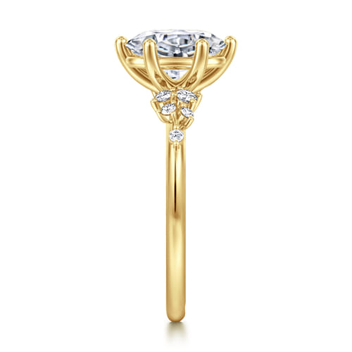 14K Yellow Gold Oval Diamond Engagement Ring