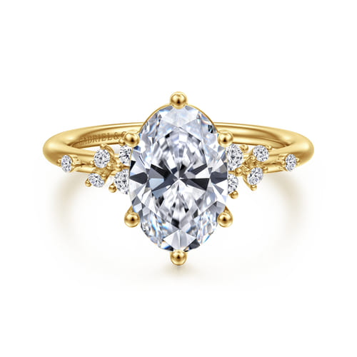 14K Yellow Gold Oval Diamond Engagement Ring