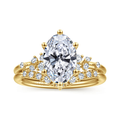 14K Yellow Gold Oval Diamond Engagement Ring