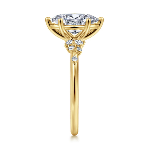 14K Yellow Gold Oval Diamond Engagement Ring