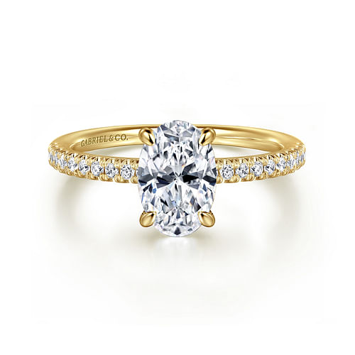14K Yellow Gold Oval Diamond Engagement Ring