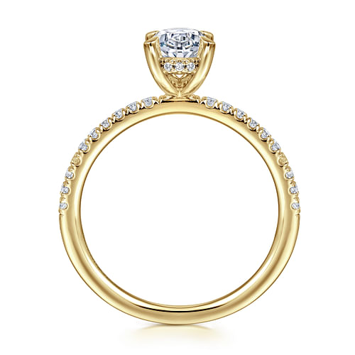 14K Yellow Gold Oval Diamond Engagement Ring