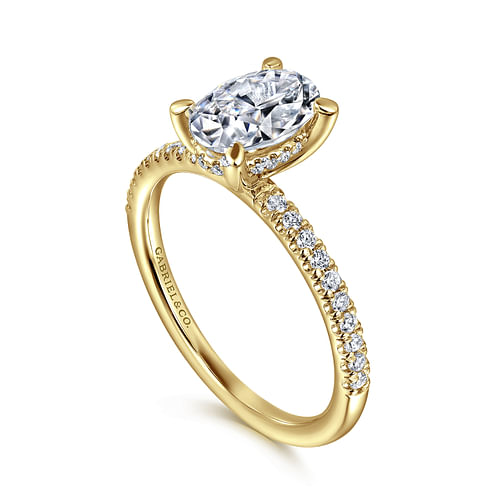 14K Yellow Gold Oval Diamond Engagement Ring