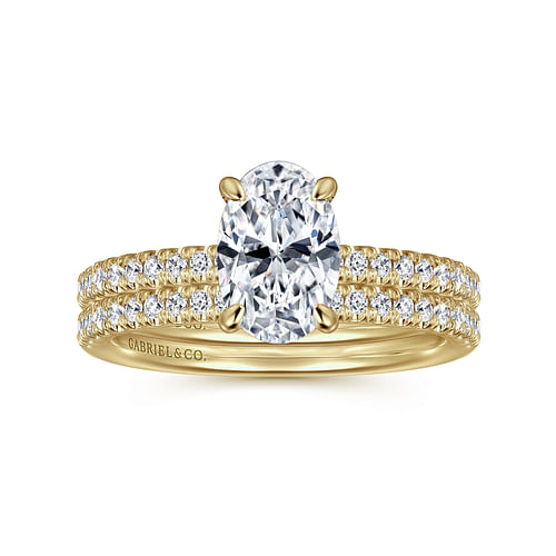 14K Yellow Gold Oval Diamond Engagement Ring