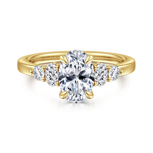 14K Yellow Gold Oval Diamond Engagement Ring