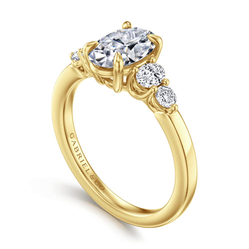 14K Yellow Gold Oval Diamond Engagement Ring