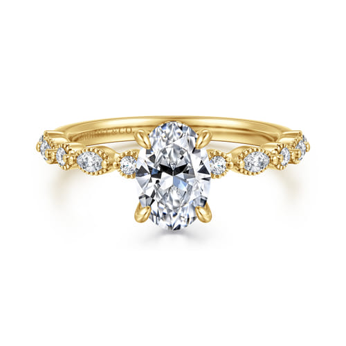 14K Yellow Gold Oval Diamond Engagement Ring
