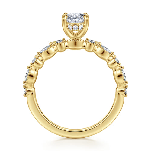 14K Yellow Gold Oval Diamond Engagement Ring