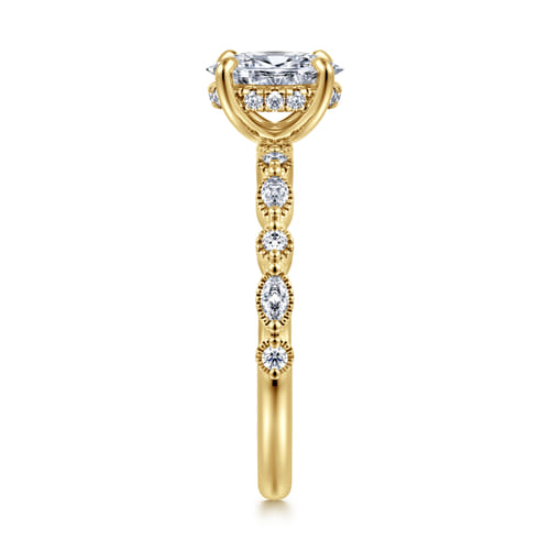 14K Yellow Gold Oval Diamond Engagement Ring