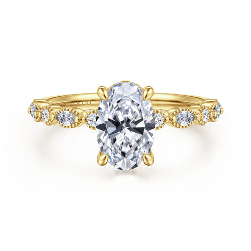 14K Yellow Gold Oval Diamond Engagement Ring
