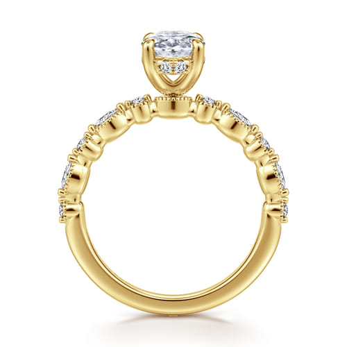 14K Yellow Gold Oval Diamond Engagement Ring