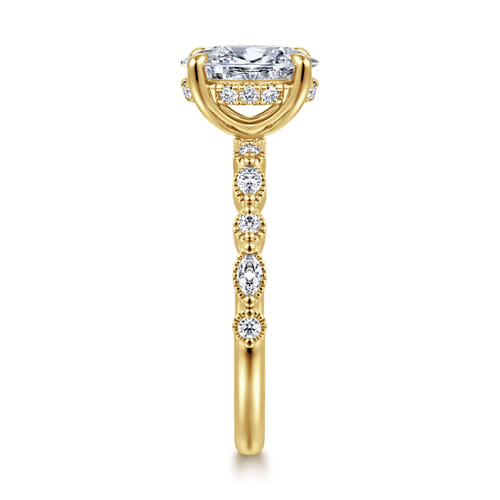 14K Yellow Gold Oval Diamond Engagement Ring