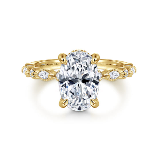14K Yellow Gold Oval Diamond Engagement Ring
