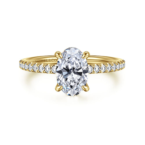 14K Yellow Gold Oval Diamond Engagement Ring