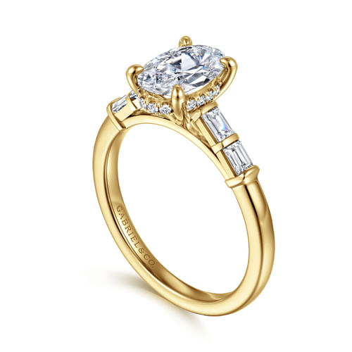 14K Yellow Gold Oval Diamond Engagement Ring