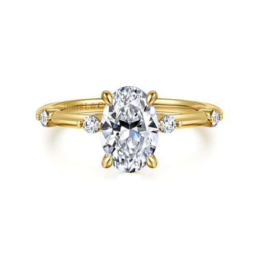 14K Yellow Gold Oval Diamond Engagement Ring