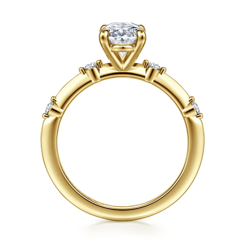 14K Yellow Gold Oval Diamond Engagement Ring