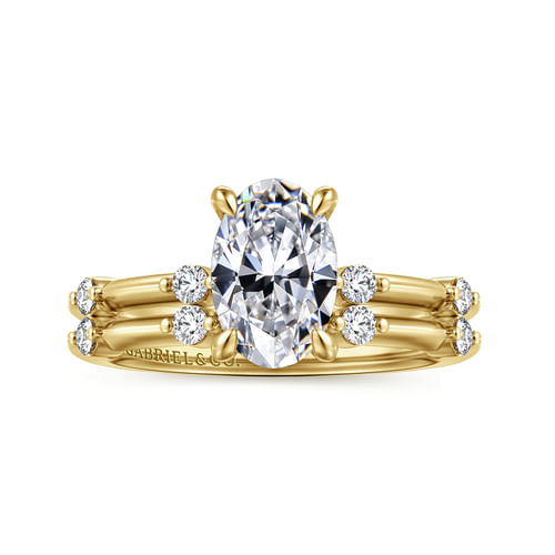 14K Yellow Gold Oval Diamond Engagement Ring