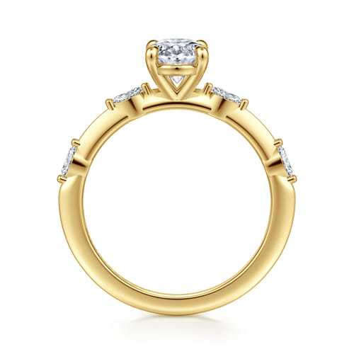14K Yellow Gold Oval Diamond Engagement Ring