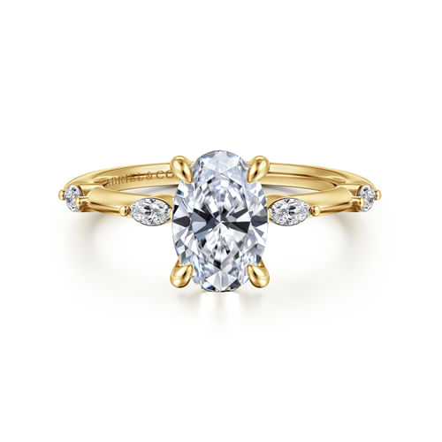 14K Yellow Gold Oval Diamond Engagement Ring