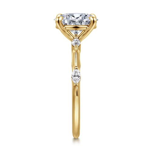 14K Yellow Gold Oval Diamond Engagement Ring