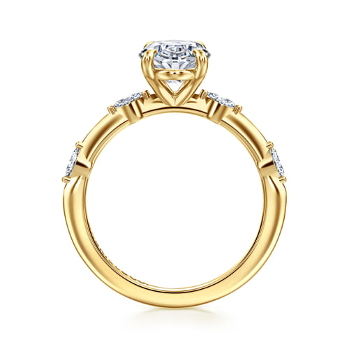 14K Yellow Gold Oval Diamond Engagement Ring