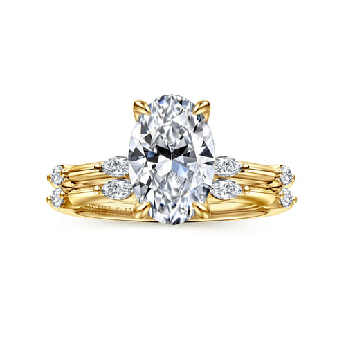 14K Yellow Gold Oval Diamond Engagement Ring