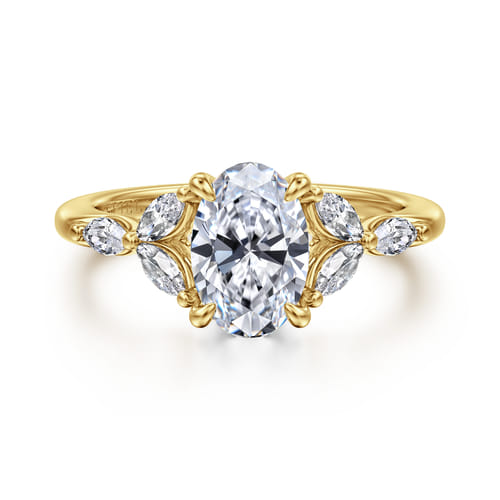 14K Yellow Gold Oval Diamond Engagement Ring