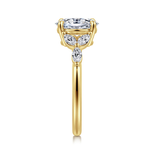 14K Yellow Gold Oval Diamond Engagement Ring