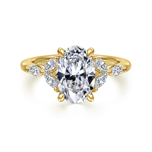 14K Yellow Gold Oval Diamond Engagement Ring