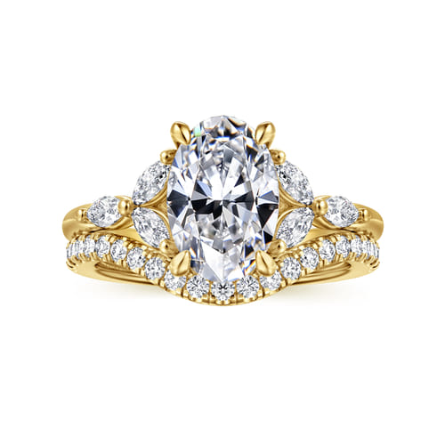 14K Yellow Gold Oval Diamond Engagement Ring