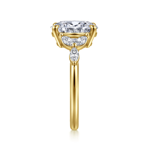 14K Yellow Gold Oval Diamond Engagement Ring