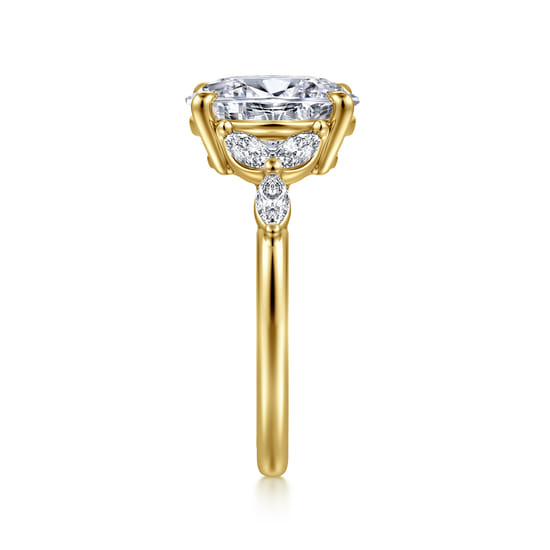 14K Yellow Gold Oval Diamond Engagement Ring angle 5