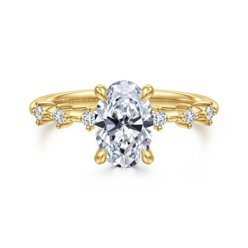 14K Yellow Gold Oval Diamond Engagement Ring