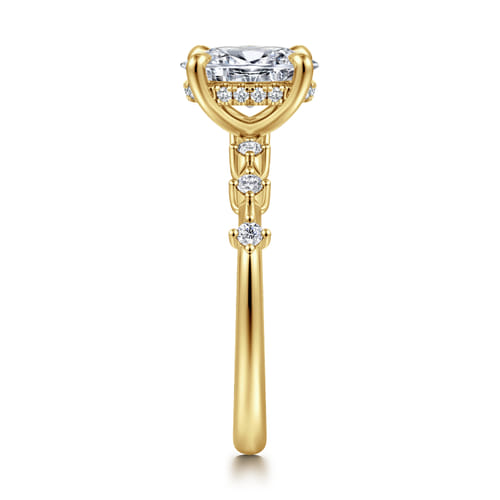 14K Yellow Gold Oval Diamond Engagement Ring