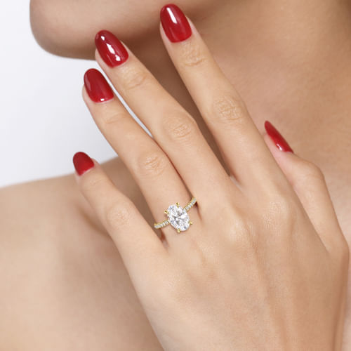14K Yellow Gold Oval Diamond Engagement Ring