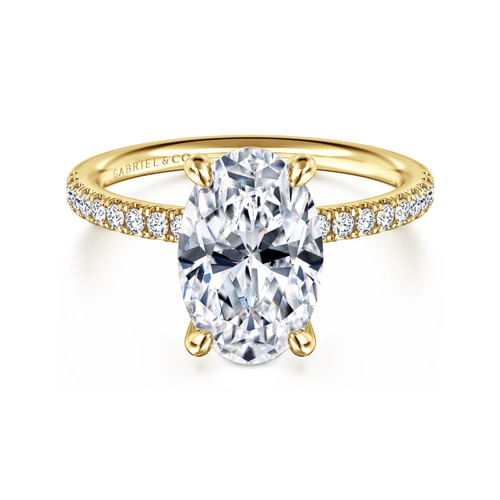 14K Yellow Gold Oval Diamond Engagement Ring