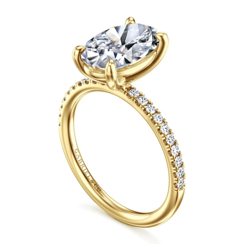 14K Yellow Gold Oval Diamond Engagement Ring